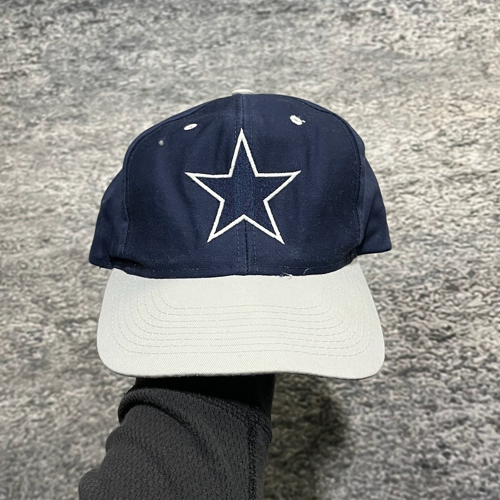 Vintage 90s Dallas Cowboys Hat Snap Back Blue Gray Logo 7 NFL Adjustable Cap - Picture 1 of 6